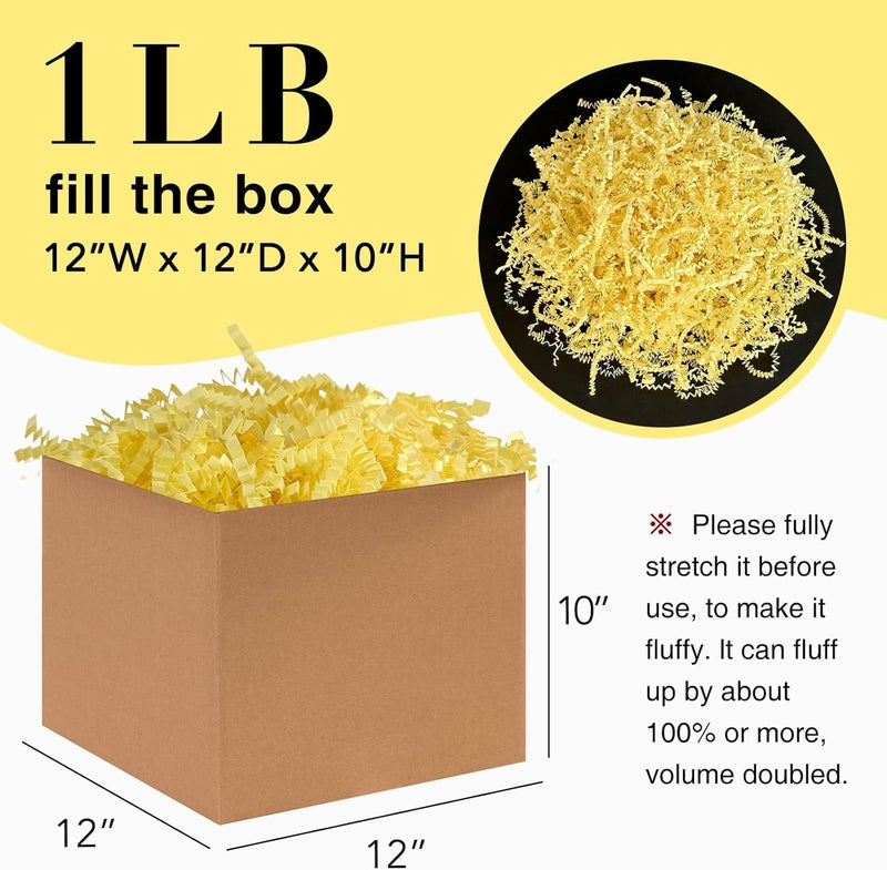 Corlcol 1LB Crinkle Paper Shred Filler for Gift Box Bag and Basket On Holidays(Light Yellow) - Image 2